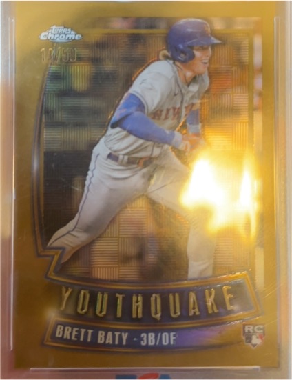2023 Topps Chrome Update #YQ-23 Brett Baty Rookie Youthquake Gold — front