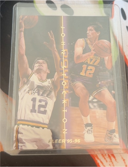 1995-96 Fleer Double Double #12 John Stockton — front