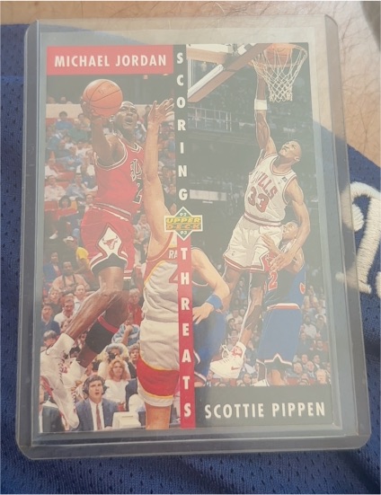 1992-93 Upper Deck #62 Michael Jordan & Scottie Pippen Scoring Threats — front