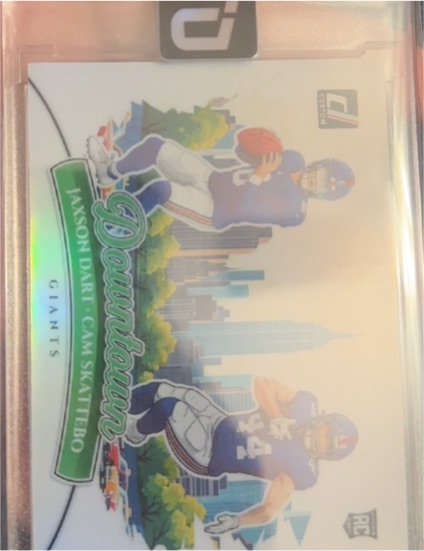 2025 Panini Donruss #14 Jaxson Dart & Cam Skattebo Downtown — front