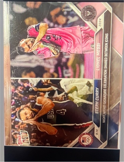 2024 Topps Now MLS #128 Lionel Messi / Steph Curry Night Night Celebration — front