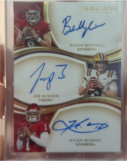 2020 Immaculate Collection #9 Joe Burrow/Baker Mayfield/Kyler Murray Auto — front
