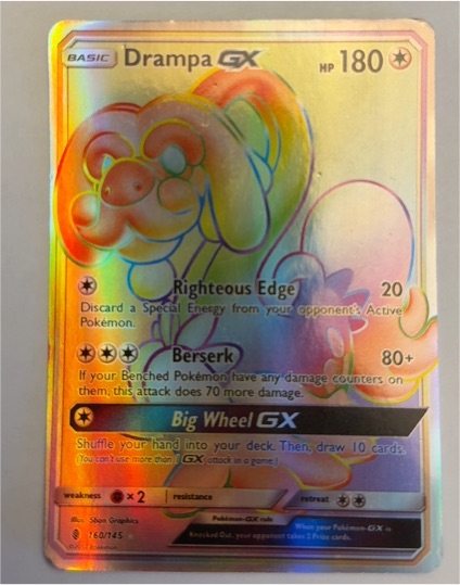 2017 Pokémon Guardians Rising #160 Drampa GX — front