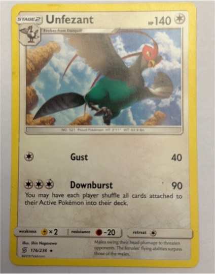 2019 Pokemon Unified Minds #176 Unfezant — front