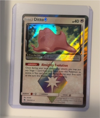 2018 Pokemon Sun & Moon Lost Thunder #154 Ditto Prism Star — front