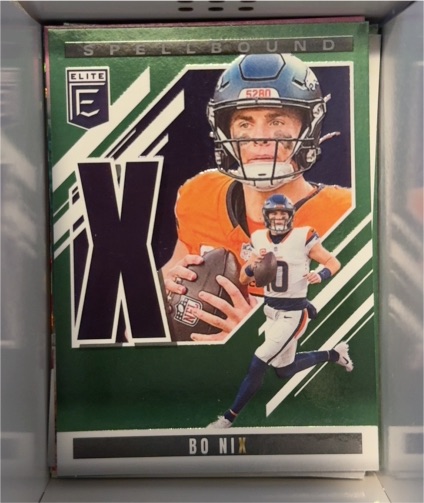 2025 Donruss Elite #26 Bo Nix Spellbound Green "N" Insert — front