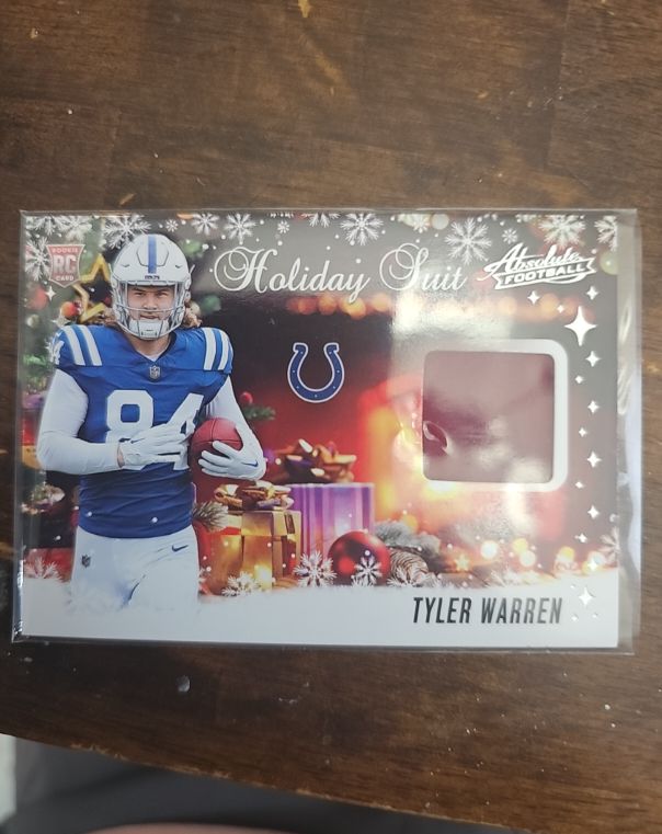 2025 Panini Absolute Football #HS-TWN Tyler Warren Holiday Suit Patch Colts RC — front