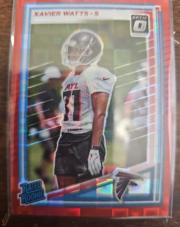 2025 Panini Donruss #399 Xavier Watts Optic Rated Rookie Red Pandora RC Falcons — front
