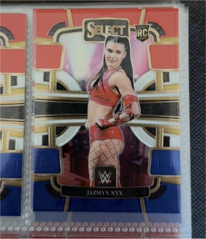 2024 Panini Select WWE #97 Jazmyn Nyx Concourse Red & Blue Rookie — front