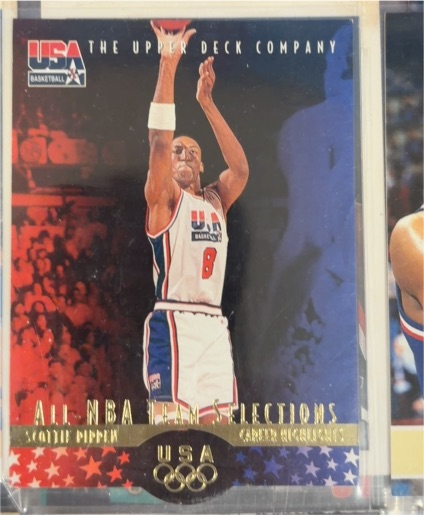 1996 Upper Deck USA #25 Scottie Pippen All NBA Team Selections Gold — front