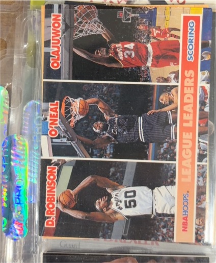 1994-95 NBA Hoops #257 League Leaders David Robinson / Shaquille O'Neal / Hakeem Olajuwon — front