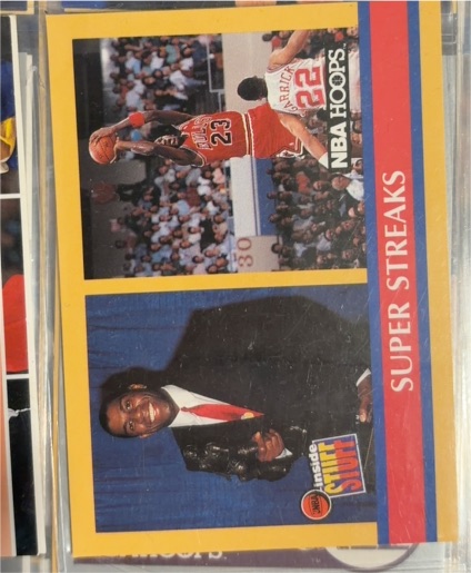 1990-91 NBA Hoops #385 Super Streaks Michael Jordan / Magic Johnson — front
