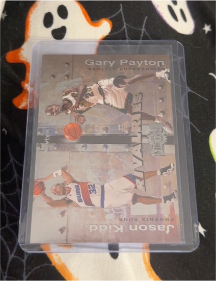 1999-00 Skybox Metal Universe Rivalries Gary Payton / Jason Kidd — front
