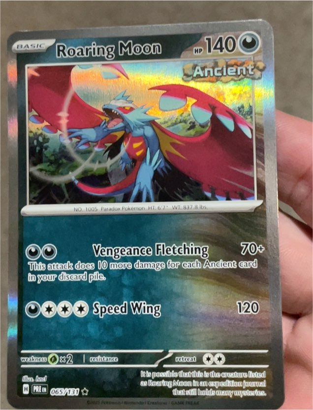 2023 Pokémon TCG Prismatic Evolutions #065 Roaring Moon Ancient Holo — front