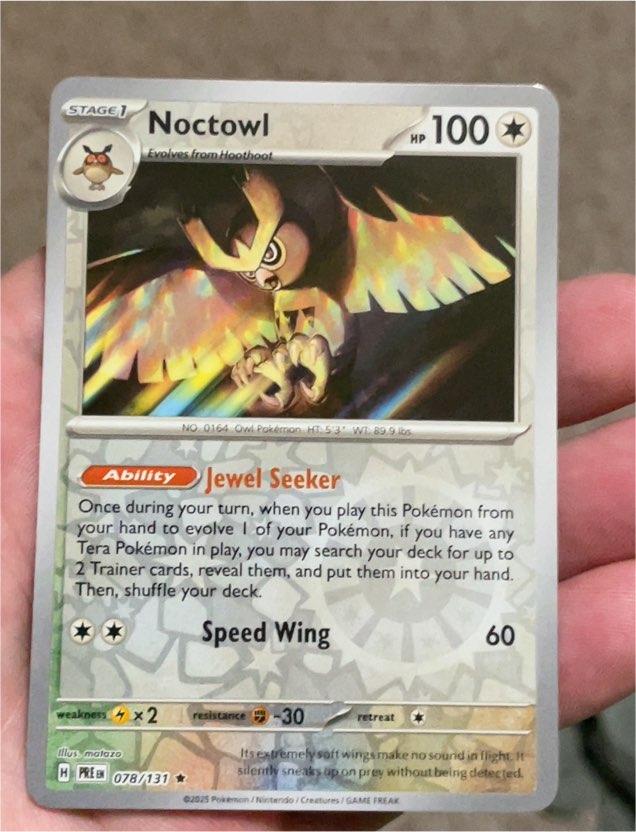2025 Pokemon Prismatic Evolutions #078 Noctowl — front