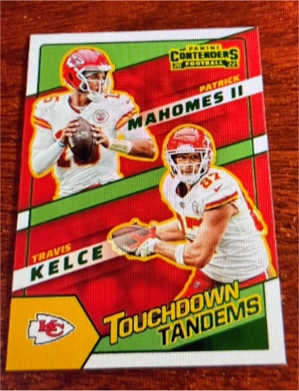 2022 Panini Contenders Touchdown Tandems #TDT-KC Patrick Mahomes II / Travis Kelce — front