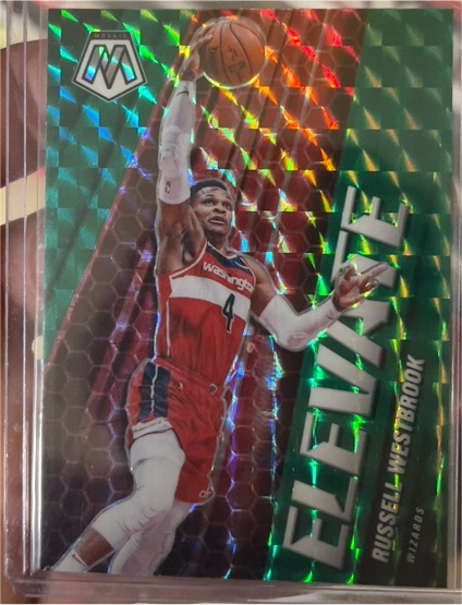 2020-21 Panini Mosaic #14 Russell Westbrook Elevate Green Mosaic — front