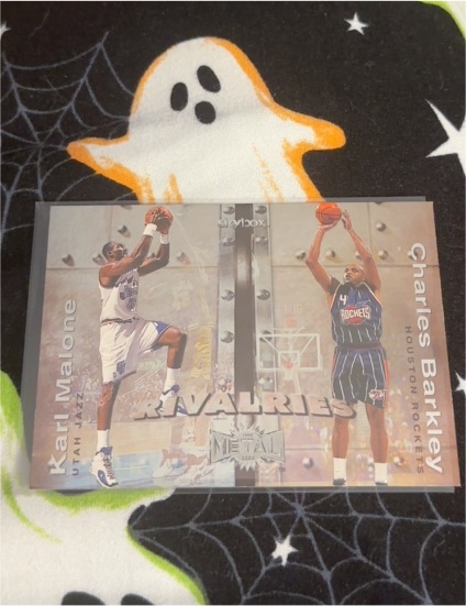 1999-00 Skybox Metal Rivalries #7R Karl Malone Charles Barkley — front