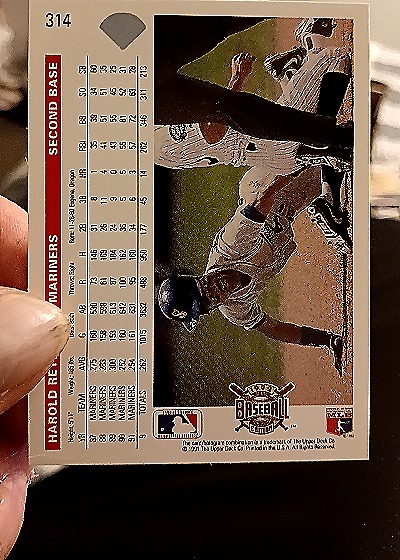 1992 Upper Deck #314 Harold Reynolds — back
