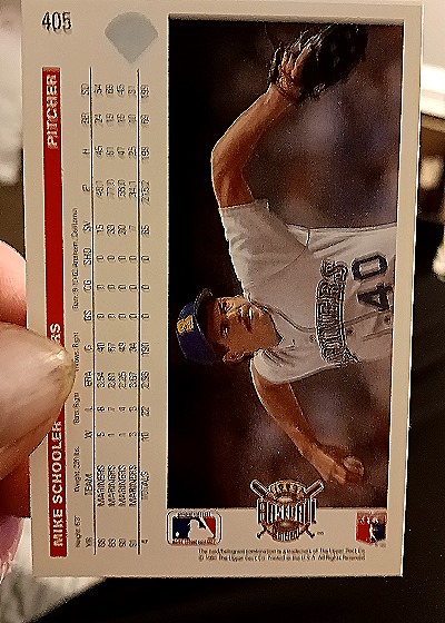 1992 Upper Deck #405 Mike Schooler — back