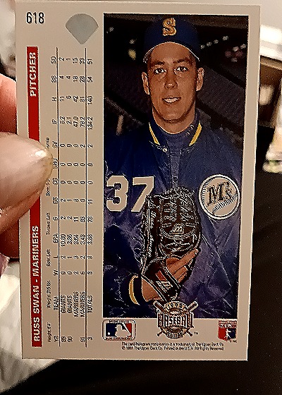 1992 Upper Deck #618 Russ Swan — back