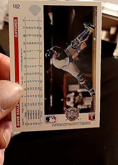 1991 Fleer #182 Dave Valle — back