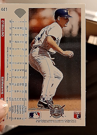 1991 Upper Deck #441 Jay Buhner — back