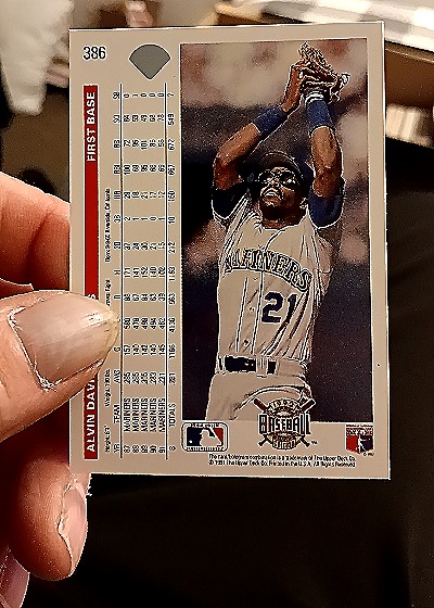 1991 Upper Deck #386 Alvin Davis — back