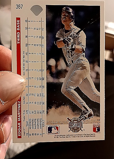 1992 Upper Deck #367 Edgar Martinez — back