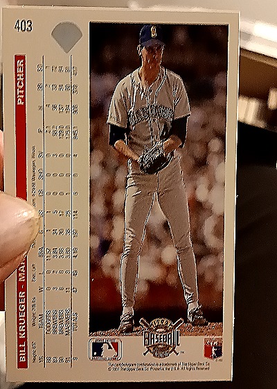 1992 Upper Deck #403 Bill Krueger — back