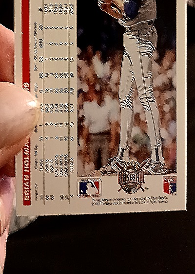 1992 Upper Deck #595 Brian Holman — back