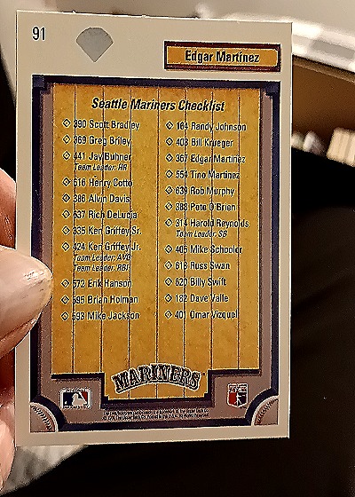 1992 Upper Deck #91 Edgar Martinez — back