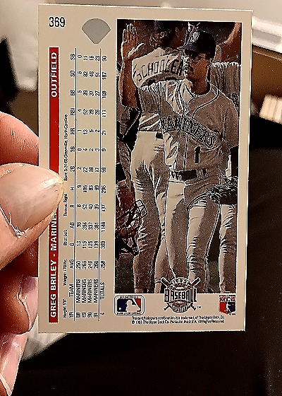 1992 Upper Deck #369 Greg Briley — back