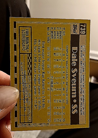 1990 Topps #739 Dale Sveum — back