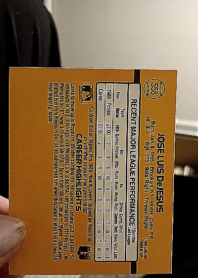 1989 Donruss #558 Jose DeJesus — back