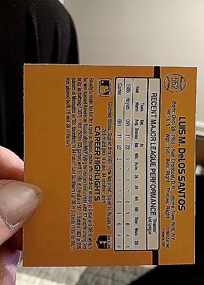 1989 Donruss #552 Luis De Los Santos — back