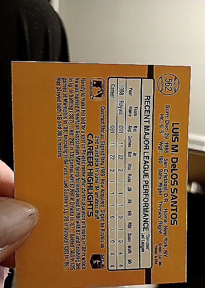 1989 Donruss #562 Luis de los Santos — back
