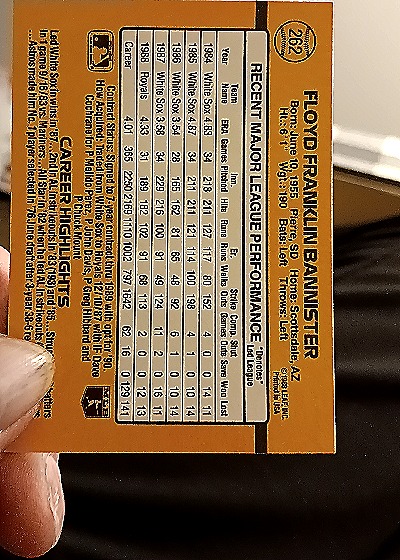 1988 Donruss #262 Floyd Bannister — back