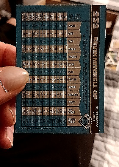 1990 Bowman #232 Kevin Mitchell — back