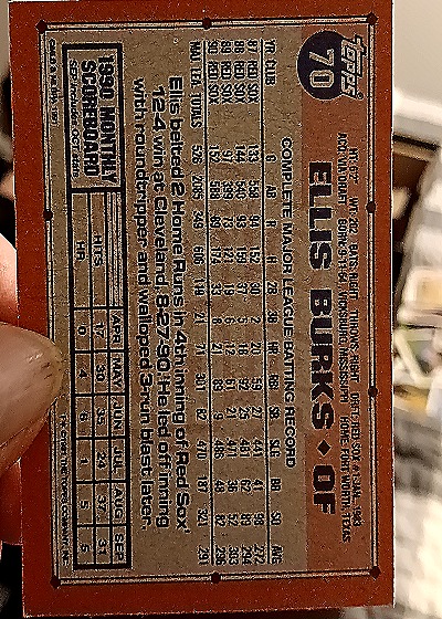 1991 Topps #70 Ellis Burks — back