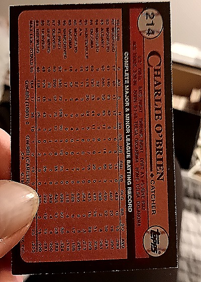 1989 Topps #121 Charlie O'Brien — back