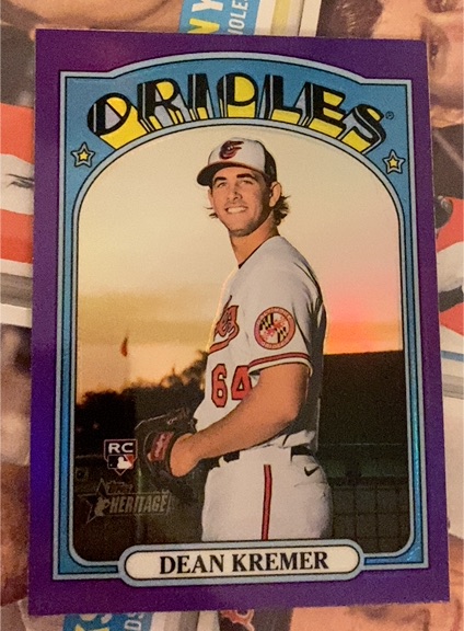 2021 Topps Heritage #689 Dean Kremer Chrome Purple Refractor — front
