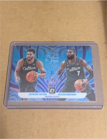 2022-23 Donruss Optic #2 Jayson Tatum & Jaylen Brown Optical Illusions — front