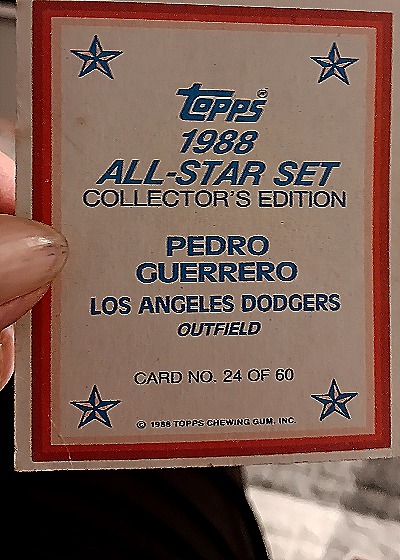 1988 Topps All-Star Set #24 Pedro Guerrero — back
