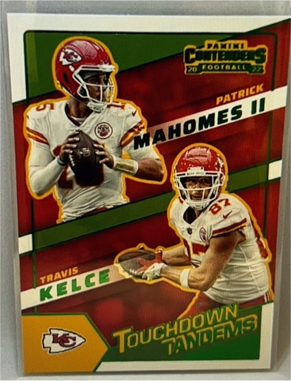 2022 Panini Contenders Touchdown Tandems #TDT-KC Patrick Mahomes II / Travis Kelce — front