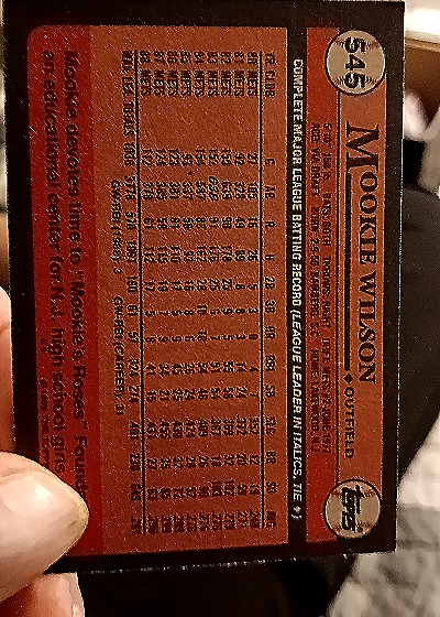1989 Topps #545 Mookie Wilson — back