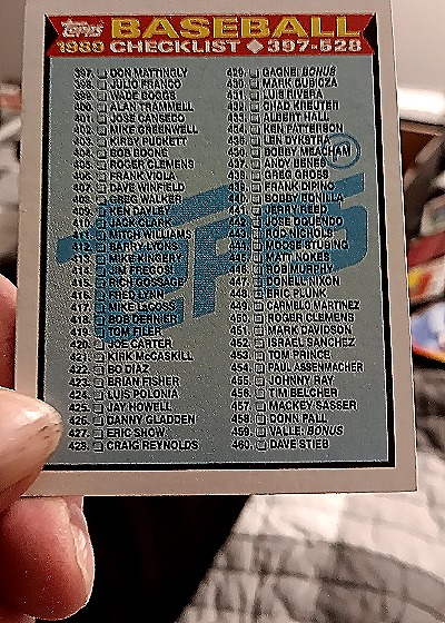 1989 Topps #524 Baseball Checklist — front