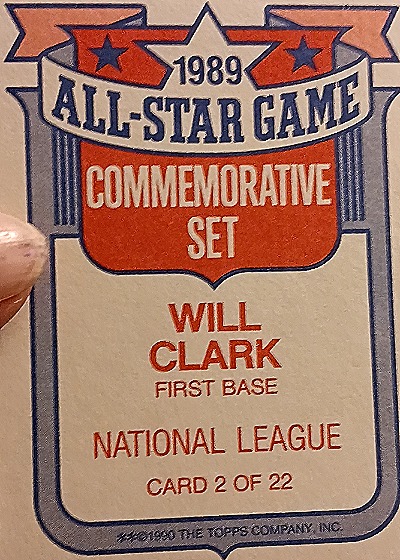 1989 Topps All-Star #2 Will Clark — back