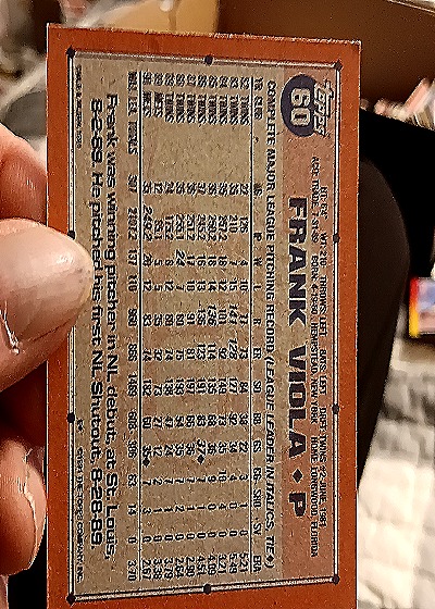 1991 Topps #610 Frank Viola — back