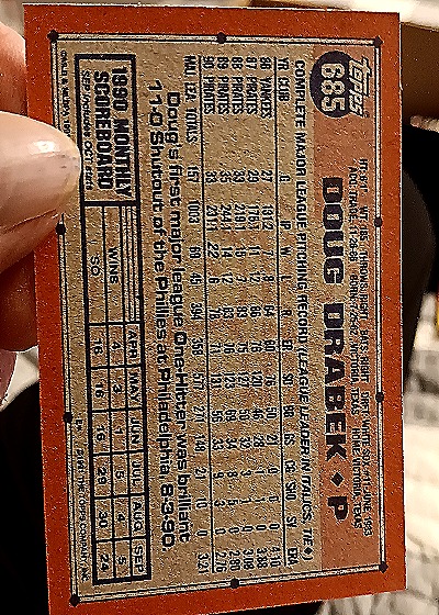 1991 Topps #685 Doug Drabek — back